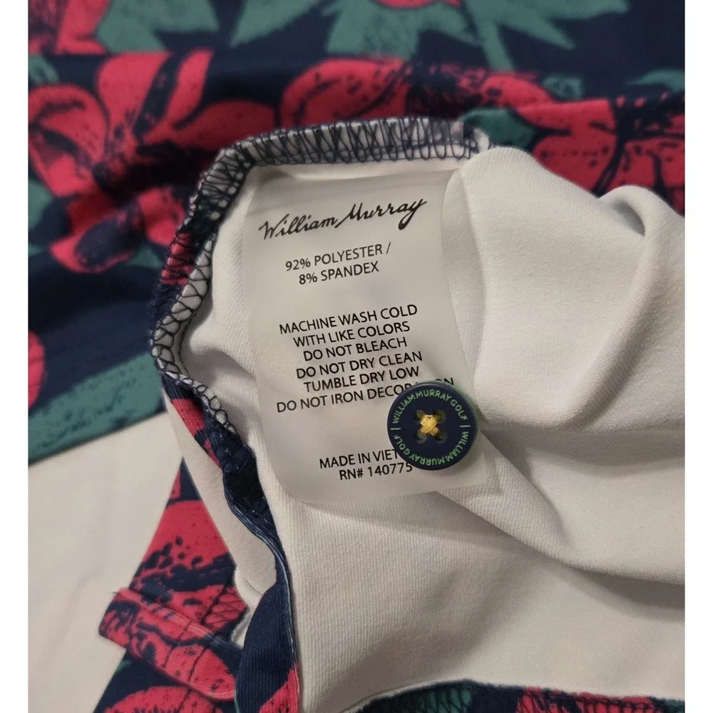 William Murray Shirt Mens Floral Geometric All Over Print Golf Polo XL Preppy - Picture 6 of 9